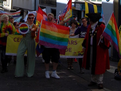 The front of the Norwich Pride parade in Pottergate.