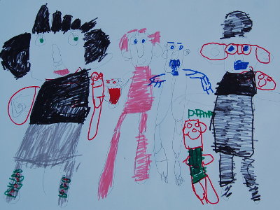 A drawing of five models by one of the Sprowston Road artists.