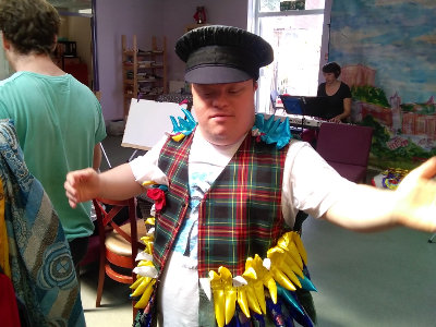 A NANSA artist wearing the Scottish Dragon costume.