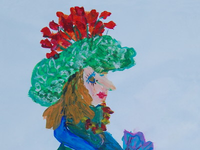 A painting of Putinca, the drag queen who helped us with the Summer Tour workshops.