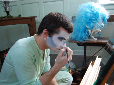 Michael Fletcher, AKA The Nice Ice Queen, putting on make-up.